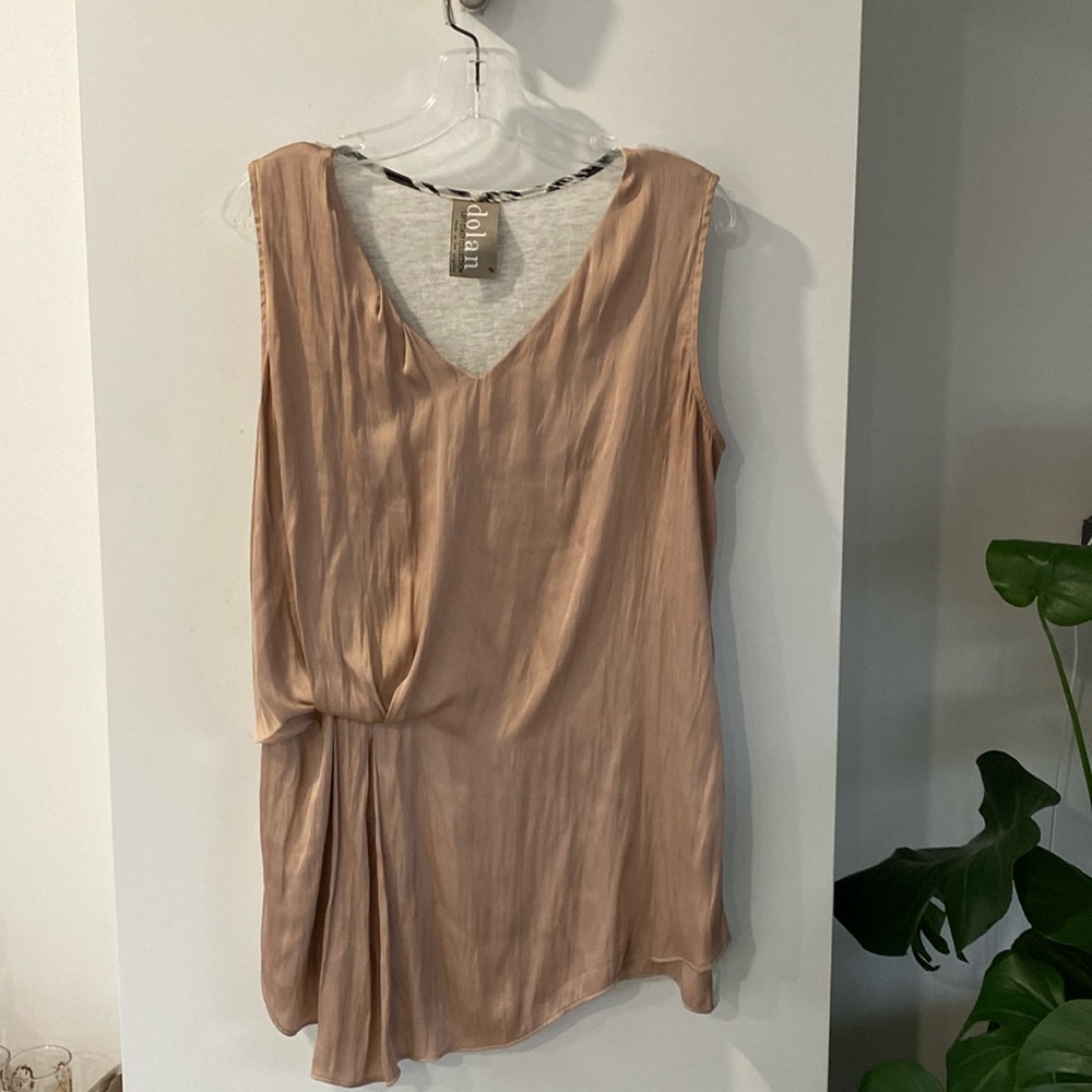 ANTHROPOLOGIE DOLAN LEFT COAST silk tank blush ruched blush pink